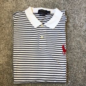 Ralph Lauren Black & White Polo w/ Red Pony - L